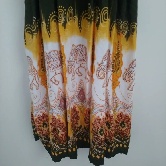 Indian Inspired Olive Green Halter Midi  Dress, M/L - Picture 3 of 5